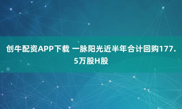 创牛配资APP下载 一脉阳光近半年合计回购177.5万股H股