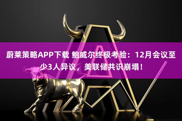 蔚莱策略APP下载 鲍威尔终极考验:12月会议至少3人异议,美联储共识崩塌!